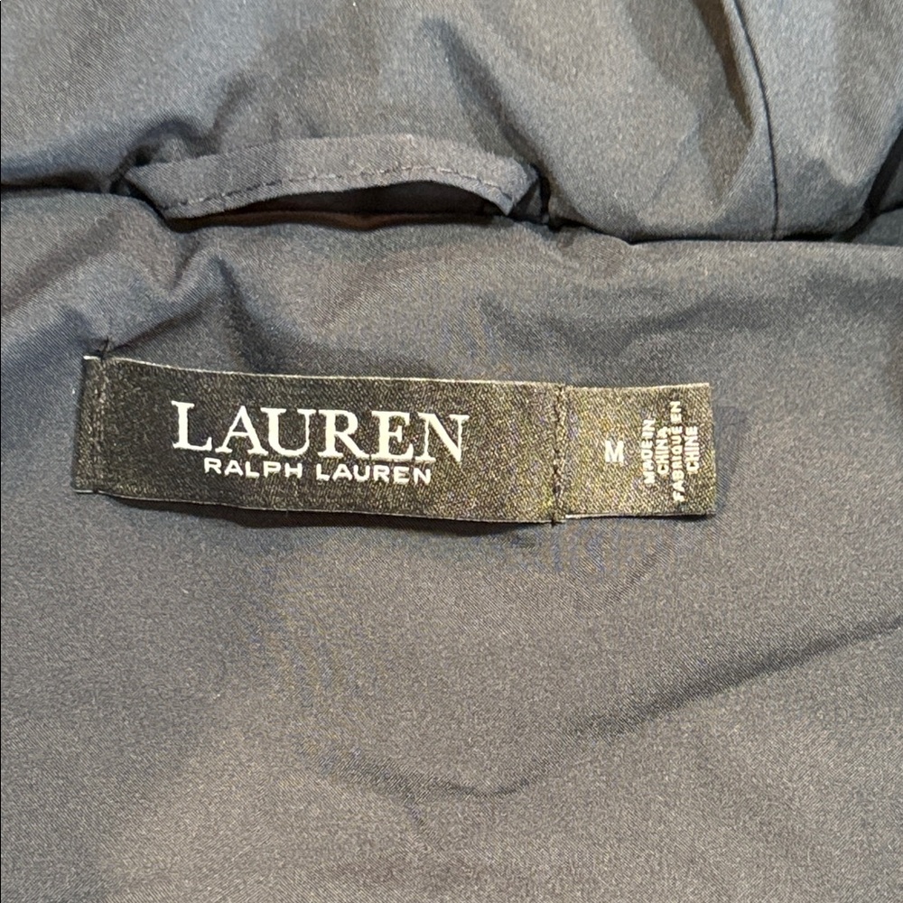 Lauren Ralph lauren Navy Quilted Puffer Vest Hooded Zip Front RLL Logo Size Med. - Picture 3 of 15